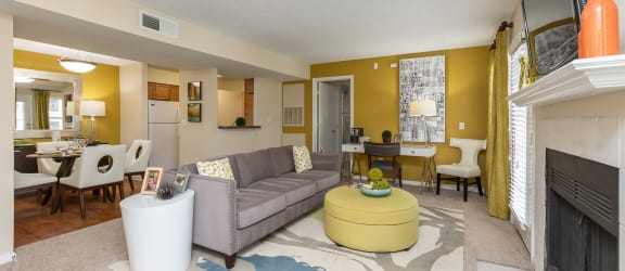 Modern Living Room With Kitchen View at Willow Ridge Apartments, Charlotte, NC, 28210