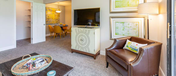 Modern Living Room at The Reserve At Barry Apartments, Kansas City, Missouri