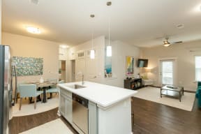 Living room Kitchen and Dining room at Proximity Apartments, Charleston, SC, 29414