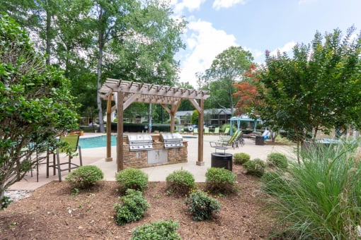Poolside Grilling Stations at Clarion Crossing Apartments, PRG Real Estate Management, Raleigh