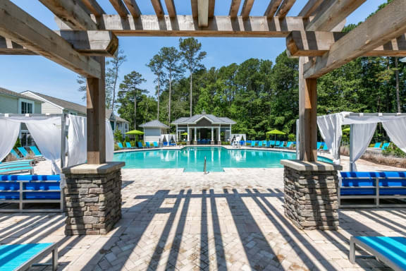 Saltwater Pool, Spa, And Sundeck With Cabanas at Linkhorn Bay Apartments, Virginia Beach, VA, 23451