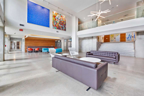 Spacious Lobby with Couches at an Art Museum at The Locks Tower in Richmond, Virginia