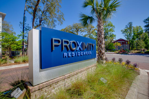 Proximity Residences sign outsideat Proximity Apartments, Charleston, South Carolina