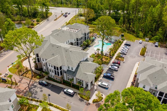 Aerial view of building at Proximity Apartments, Charleston