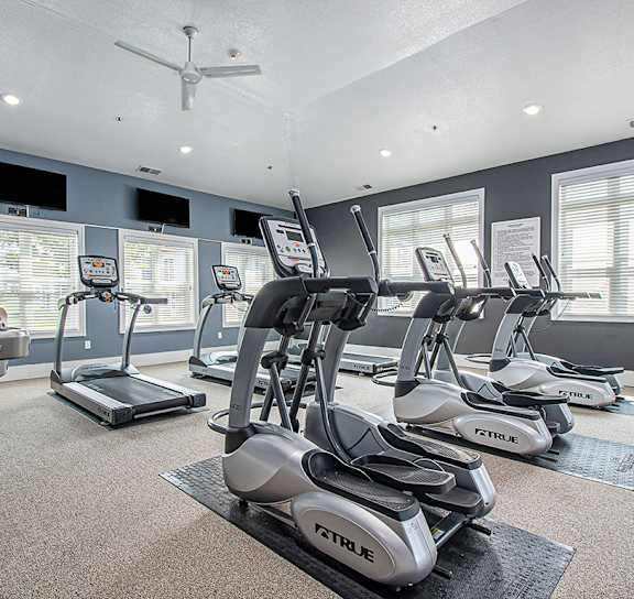 a 24/7 fitness center at The Reserve at Destination Pointe in Grimes, IA 50111