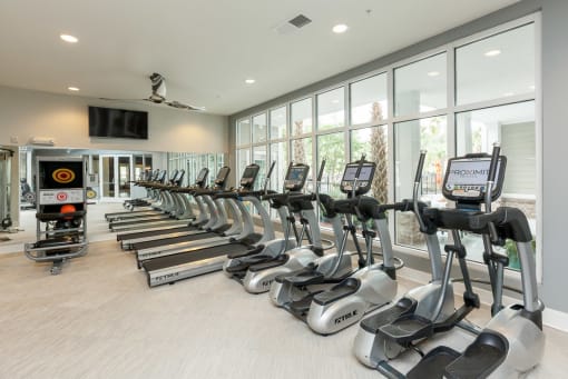Fully Equipped Fitness Center treadmills at Proximity Apartments, Charleston