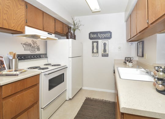 Open Design Kitchen with White Appliances