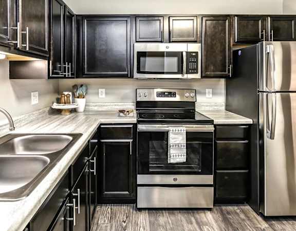 Large remodeled kitchen at Southwest Gables Apartments, Omaha NE