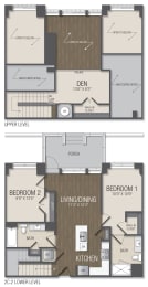 D2 Floor Plan at The Metropolitan Downtown Columbia, Columbia