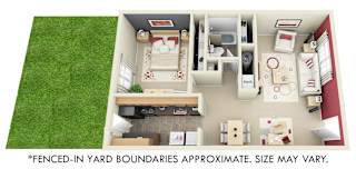 Willow with Fenced-in Yard. 1 bedroom apartment. Kitchen. living/dinning rooms. 1 full bathroom. closet. Door in kitchen opens to yard.
