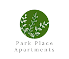 a logo of park place apartments with leaves in a circle