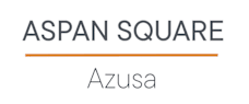 A white background with a black border and a title that reads "ASPAN SQUARE" and a subtitle that reads "Azusa".