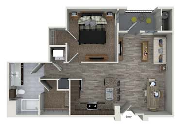 Floor Plan  one bedroom floor plan at 808 west apartments