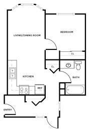 Floor Plan  One bedroom one bathroom floor plan image at Cedar Park in Seattle WA
