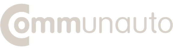 The image shows the word "Communauto" in white letters on a black background.
