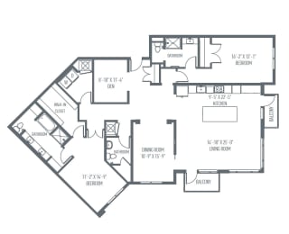 P3 Floor Plan, 2210 Sq. Ft. at Union Berkley, Kansas City, MO