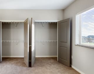 The 2 bedroom Marigold with den floor plan features incredibly spacious closets with abundant storage.