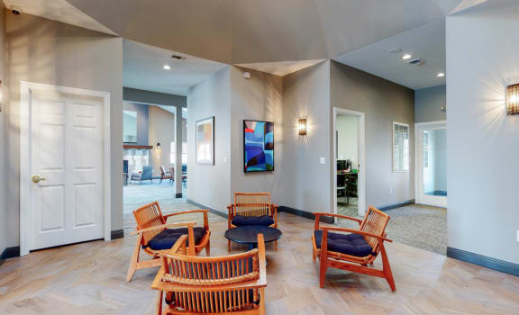 Sitting area in the community clubhouse at The Northbrook Apartments