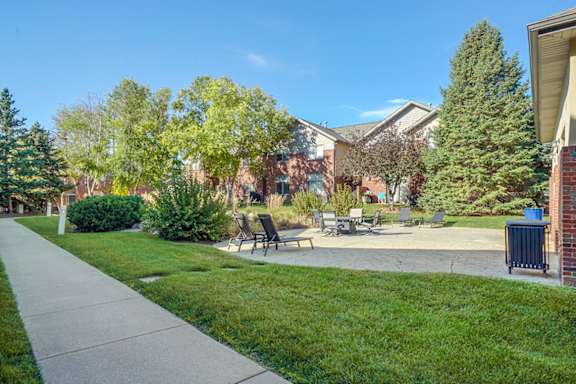 A sunny day at a residential area with a clear blue sky.