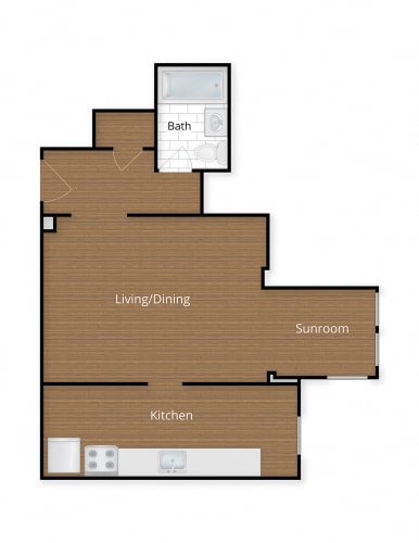 Floor Plan  Studio Den Apartment located in Petworth