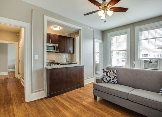 One-bedroom living (staged) at Belvedere, Washington, DC