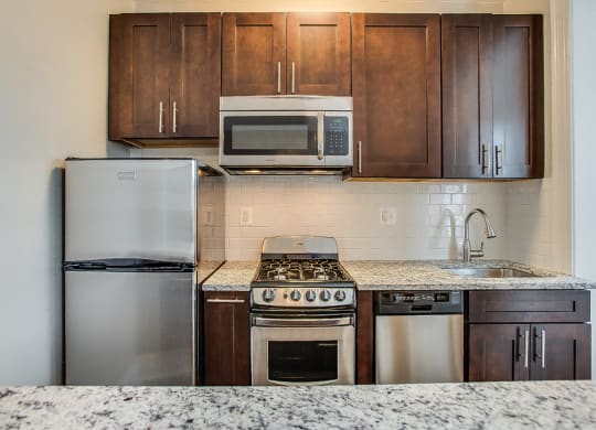 Renovated one-bedroom kitchen at Belvedere, Washington, DC, 20005