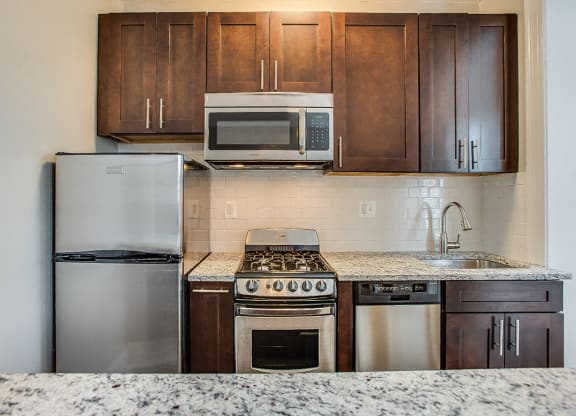 Renovated one-bedroom kitchen at Belvedere, Washington, DC, 20005