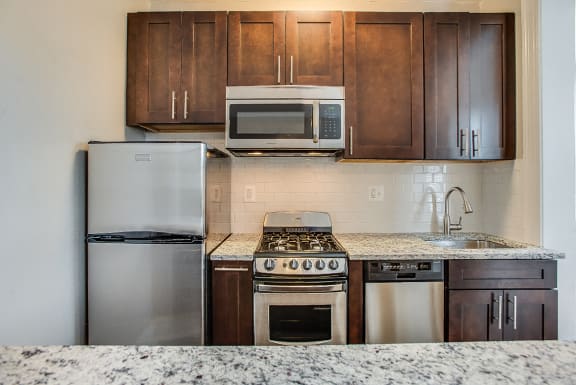 Renovated one-bedroom kitchen at Belvedere, Washington, DC, 20005