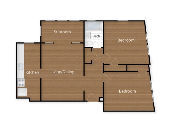 Floor Plan  Two Bedroom Den Apartment located in Petworth