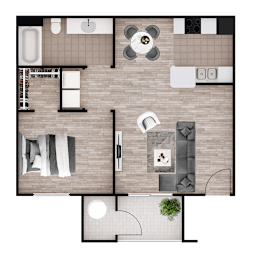 Rock Ridge floor plan at The Place at Canyon Ridge with 1 bedroom and 1 bathroom.