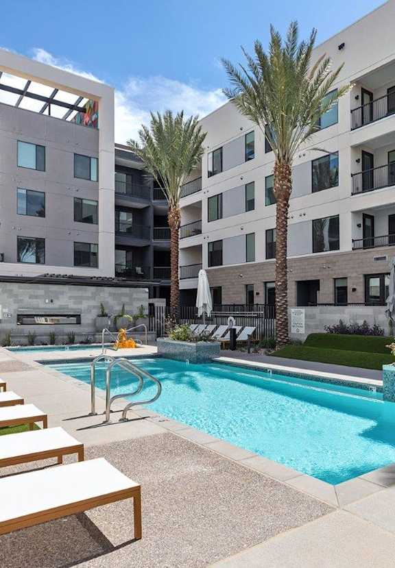 Trovita Rio Apartments in Tempe, Arizona Pool with Lounge Chairs