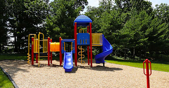 a colorful playground in a park