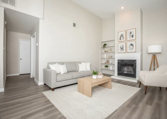Modern Living Room with Fireplace at Homestead Chandler, Chandler, 85225