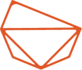 An orange outline of a diamond shape.