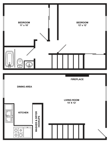 Floor Plan  Tamaryn | Townhome A 832 Square Feet