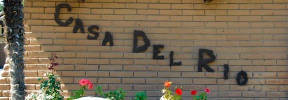 Property Sign at Casa Del Rio Apartments, California