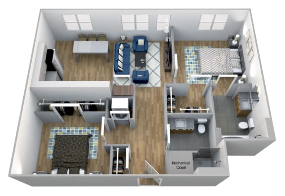 E-6 2 Bed Floor Plan at Centro Arlington, Virginia, 22204