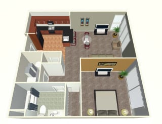 1 bed apartment-1 Bed C floor plan at Midtown Crossing Apartments in midtown Omaha NE 68131