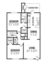 2 bedroom floor plan