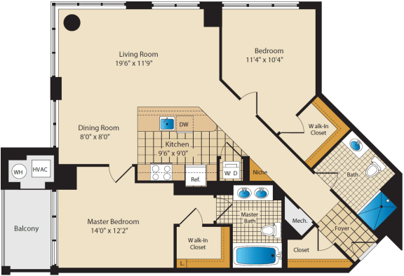 2 bedroom apartments with den and balcony - The Palatine Arlington