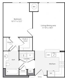 1E Floorplan at The Flats at Wheaton Station Apartments