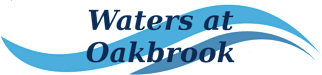 A logo with the text "WATERS AT OAKBROOK" in black font.