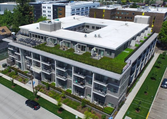 a building with a green roof