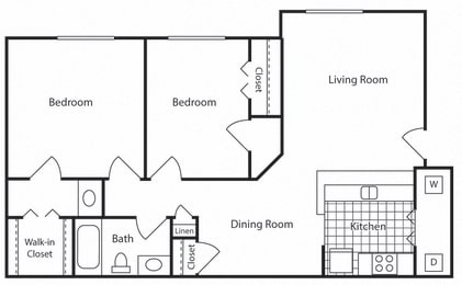  Floor Plan 2 Bedroom Apartment