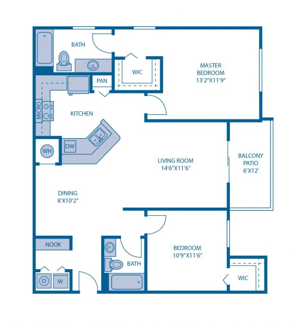 Two Bedroom Floor Plan Two Bedroom Floor Plan at Horizon at Miramar, Florida