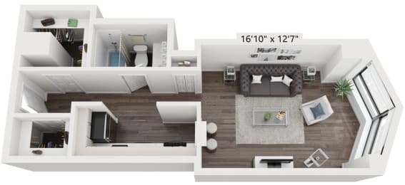 S3 Floor Plan | 505 Sq. Ft. at North Harbor Tower, Chicago, 60601