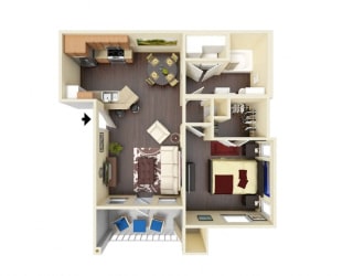 669 Square-Foot Cypress Floor Plan at Residence at Midland, Midland, 79706