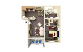 617 Square-Foot Agarito Floor Plan at Residence at Midland, Texas, 79706