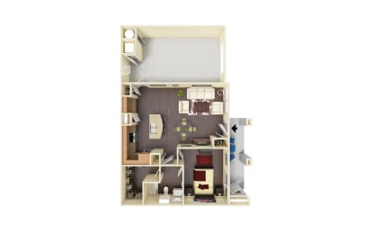 795 Square-Foot Hawthorn Floor Plan at Residence at Midland, Midland, TX, 79706