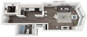 S Floor Plan | 465 Sq. Ft. at North Harbor Tower, Chicago, IL, 60601